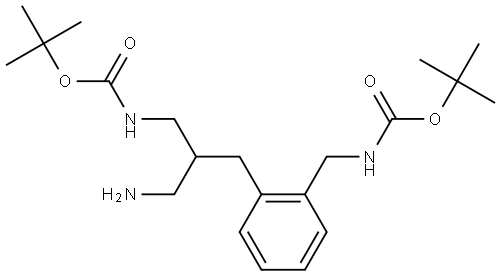 tert-Butyl (2-(3-amino-2-(((tert-butoxycarbonyl)amino)methyl)propyl)benzyl)carbamate Struktur