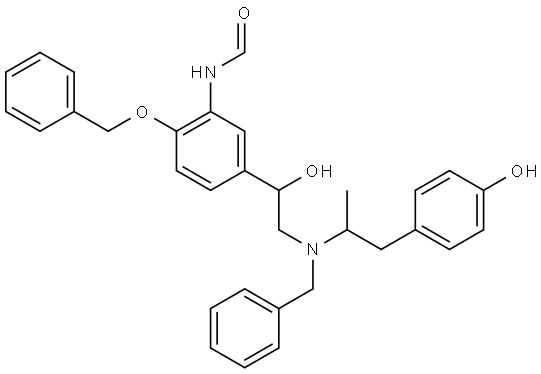 Formamide, N-[5-[1-hydroxy-2-[[2-(4-hydroxyphenyl)-1-methylethyl](phenylmethyl)amino]ethyl]-2-(phenylmethoxy)phenyl]- Struktur