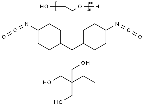 1,3-Propanediol, 2-ethyl-2-(hydroxymethyl)-, polymer with α-hydro-ω-hydroxypoly( oxy-1,2-ethanediyl) and 1,1'-methylenebis[4-isocyanatocyclohexane] Struktur