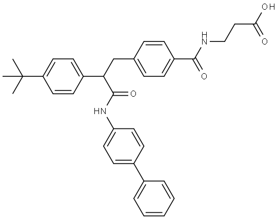 β-Alanine, N-[4-[3-([1,1′-biphenyl]-4-ylamino)-2-[4-(1,1-dimethylethyl)phenyl]-3-oxopropyl]benzoyl]- Struktur