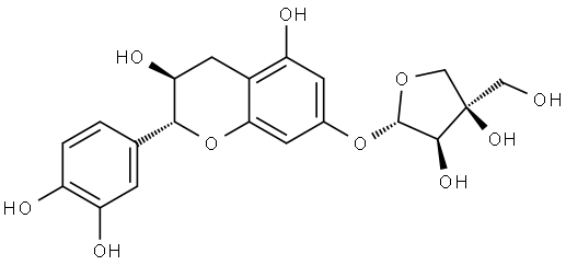 D-Apio-β-D-furanoside, (2R,3S)-2-(3,4-dihydroxyphenyl)-3,4-dihydro-3,5-dihydroxy-2H-1-benzopyran-7-yl Struktur