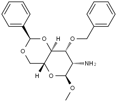 α-D-Mannopyranoside, methyl 2-amino-2-deoxy-3-O-(phenylmethyl)-4,6-O-[(R)-phenylmethylene]- Struktur