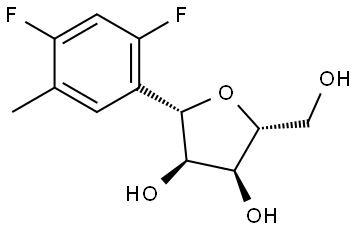 (1S)-1,4-Anhydro-1-C-(2,4-difluoro-5-methylphenyl)-D-ribitol Struktur