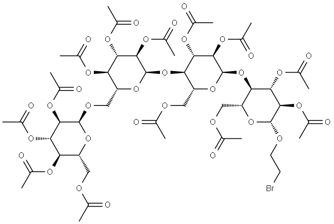 β-D-Glucopyranoside, 2-bromoethyl O-2,3,4,6-tetra-O-acetyl-α-D-glucopyranosyl-(1→6)-O-2,3,4-tri-O-acetyl-α-D-glucopyranosyl-(1→4)-O-2,3,6-tri-O-acetyl-α-D-glucopyranosyl-(1→4)-, triacetate (9CI)