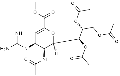 D-glycero-D-galacto-Non-2-enonic acid, 5-(acetylamino)-4-[(aminoiminomethyl)amino]-2,6-anhydro-3,4,5-trideoxy-, methyl ester, 7,8,9-triacetate