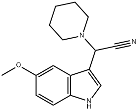 2-(5-methoxy-1H-indol-3-yl)-2-(piperidin-1-yl)acetonitrile Struktur