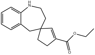 Spiro[4H-1-benzazepine-4,1'-[2]cyclopentene]-3'-carboxylic acid, 1,2,3,5-tetrahydro-, ethyl ester Struktur