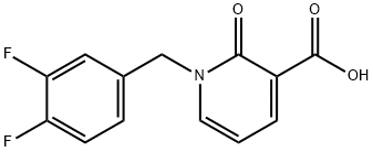 1-(3,4-difluorobenzyl)-2-oxo-1,2-dihydropyridine-3-carboxylic acid Struktur