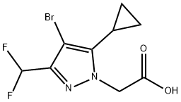 4-BROMO-5-CYCLOPROPYL-3-(DIFLUOROMETHYL)-1H-PYRAZOL-1-YL]ACETIC ACID Struktur