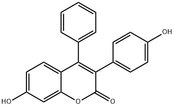 7-hydroxy-4-phenyl-3-(4-hydroxyphenyl)coumarin Struktur