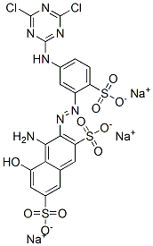 4-Amino-3-[5-(4,6-dichloro-1,3,5-triazin-2-ylamino)-2-sulfophenylazo]-5-hydroxy-2,7-naphthalenedisulfonic acid trisodium salt Struktur