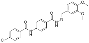 Benzoic acid, 4-((4-chlorobenzoyl)amino)-, ((3,4-dimethoxyphenyl)methy lene)hydrazide Struktur