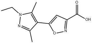 5-(1-ethyl-3,5-dimethyl-1H-pyrazol-4-yl)isoxazole-3-carboxylic acid Struktur