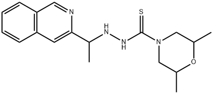 2,6-Dimethylmorpholine-4-carbothioic acid 2-[1-[3-isoquinolyl]ethyl]hy drazide Struktur