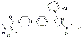 ETHYL 1-(2-CHLOROPHENYL)-5-(4-(4-(3,5-DIMETHYLISOXAZOLE-4-CARBONYL)PIPERAZIN-1-YL)PHENYL)-1H-PYRAZOLE-3-CARBOXYLATE Struktur