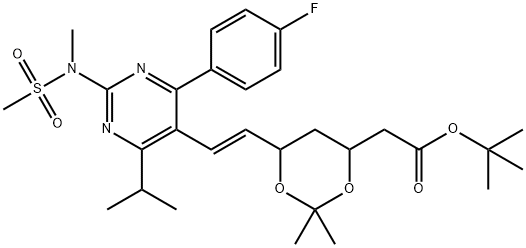 (E)-tert-Butyl 2-(6-(2-(4-(4-fluorophenyl)-6-isopropyl-2-(N-methylmethylsulfon-amdo)pyrimidin-5-y Struktur