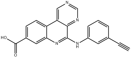 5-[(3-乙炔苯基)氨基]-嘧啶并[4,5-C]喹啉-8-羧酸, 1009821-06-0, 結(jié)構(gòu)式