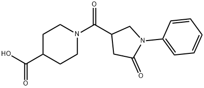 1-[(5-oxo-1-phenylpyrrolidin-3-yl)carbonyl]piperidine-4-carboxylic acid Struktur