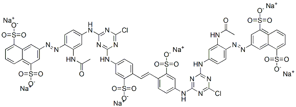 4,4'-Bis[4-[3-acetylamino-4-(4,8-disulfo-2-naphtylazo)anilino]-6-chloro-1,3,5-triazin-2-ylamino]-2,2'-stilbenedisulfonic acid hexasodium salt Struktur