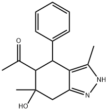 1-(6-HYDROXY-3,6-DIMETHYL-4-PHENYL-4,5,6,7-TETRAHYDRO-2H-INDAZOL-5-YL)-ETHANONE Struktur