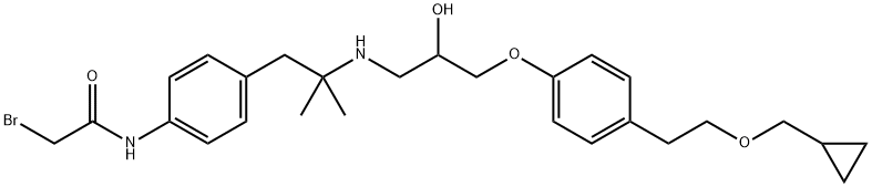 1-(4-(2-cyclopropylmethoxyethyl)phenoxy)-3-(1-(4-bromoacetamidophenyl)-2-methyl-propylamine)-2-propanol Struktur