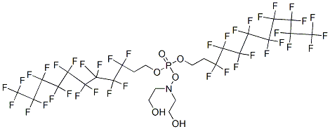 9,9,10,10,11,11,12,12,13,13,14,14,15,15,16,16,17,17,17-nonadecafluoro-3-(2-hydroxyethyl)-5-[(3,3,4,4,5,5,6,6,7,7,8,8,9,9,10,10,11,11,11-nonadecafluoroundecyl)oxy]-4,6-dioxa-3-aza-5-phosphaheptadecan-1-ol 5-oxide Struktur