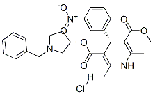 3,5-Pyridinedicarboxylic acid, 1,4-dihydro-2,6-dimethyl-4-(3-nitrophenyl)-, methyl 1-(phenylmethyl)-3-pyrrolidinyl ester, monohydrochloride, (R*,R*)-(+-)- Struktur