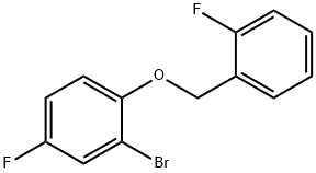 2-bromo-4-fluoro-1-[(2-fluorophenyl)methoxy]benzene Struktur