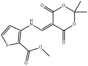 methyl 3-{[(2,2-dimethyl-4,6-dioxo-1,3-dioxan-5-yliden)methyl]amino}-2-thiophenecarboxylate Struktur