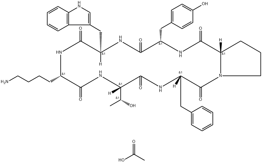 CYCLO(D-TRP-LYS-THR-PHE-PRO-TYR) Struktur