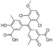 5-[(2,6-Dichloro-3-methoxyphenyl)(3-carboxy-5-methyl-4-oxo-2,5-cyclohexadien-1-ylidene)methyl]-2-hydroxy-3-methylbenzoic acid Struktur