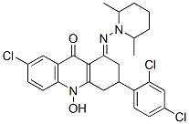 7-Chloro-3-[2,4-dichlorophenyl]-1-[[2,6-dimethyl-1-piperidinyl]imino]- 1,3,4,10-tetrahydro-10-hydroxy-9(2H)-acridinone Struktur