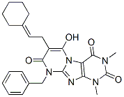 Pyrimido[2,1-f]purine-2,4,8(1H,3H,9H)-trione,  7-(2-cyclohexylideneethyl)-6-hydroxy-1,3-dimethyl-9-(phenylmethyl)- Struktur