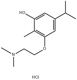 2-(2-hydroxy-3-methyl-6-propan-2-yl-phenoxy)ethyl-dimethyl-azanium chl oride Struktur