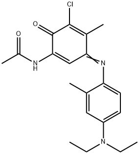 2-acetylamino-6-chloro-4-[(4-diethylamino)2-methylphenyl-imino]-5-methyl-1-oxo-2,5-cyclohexadiene Struktur