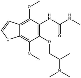 Urea, 1-(4,7-dimethoxy-6-(2-(dimethylamino)propoxy)-5-benzofuranyl)-3- methyl-, hydrate (8:1) Struktur