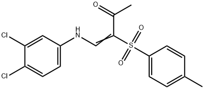 (Z)-4-(3,4-dichloroanilino)-3-[(4-methylphenyl)sulfonyl]-3-buten-2-one Struktur