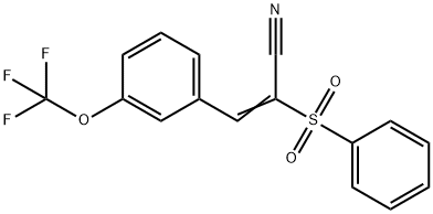 (E)-2-(phenylsulfonyl)-3-[3-(trifluoromethoxy)phenyl]-2-propenenitrile Struktur