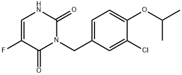 3-[(3-chloro-4-propan-2-yloxy-phenyl)methyl]-5-fluoro-1H-pyrimidine-2, 4-dione Struktur