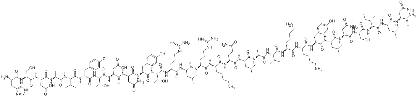 [D-P-CL-PHE(6),LEU(17)]-VASOACTIVE INTESTINAL PEPTIDE HUMAN, PORCINE, RAT Structure