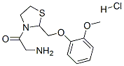 2-amino-1-[2-[(2-methoxyphenoxy)methyl]thiazolidin-3-yl]ethanone hydro chloride Struktur