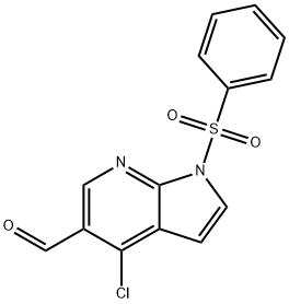 1H-Pyrrolo[2,3-b]pyridine-5-carboxaldehyde, 4-chloro-1-(phenylsulfonyl)- Struktur