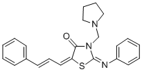 5-Cinnamylidene-2-(phenylimino)-3-(1-pyrrolidinylmethyl)-4-thiazolidin one Struktur