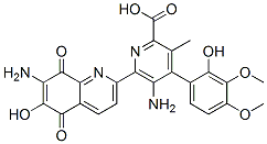 5-Amino-6-(7-amino-5,8-dihydro-6-hydroxy-5,8-dioxoquinolin-2-yl)-4-(2-hydroxy-3,4-dimethoxyphenyl)-3-methyl-2-pyridinecarboxylic acid Struktur