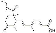 5-methyl-7-(2,6-dimethyl-6-ethoxycarbonyl-3-oxo-1-cyclohexyl)-2,4,6-heptatrienoic acid Struktur