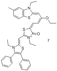 5-[3-ETHOXY-4-(3-ETHYL-5-METHYL-2(3H)-BENZOTHIAZOLYLIDENE)-2-BUTENYLIDENE]-3-ETHYL-2-[(3-ETHYL-4,5-DIPHENYL-2(3H)-THIAZOLYLIDENE)METHYL]-4,5-DIHYDRO-4-OXOTHIAZOLIUM IODIDE Struktur