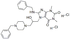 8-(benzylamino)-7-[3-(4-benzylpiperazin-1-yl)-2-hydroxy-propyl]-1,3-di methyl-purine-2,6-dione dihydrochloride Struktur