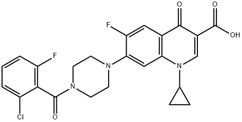 3-Quinolinecarboxylic acid, 7-[4-(2-chloro-6-fluorobenzoyl)-1-piperazinyl]-1-cyclopropyl-6-fluoro-1,4-dihydro-4-oxo- Struktur