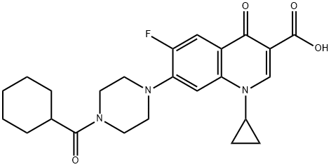 3-Quinolinecarboxylic acid, 7-[4-(cyclohexylcarbonyl)-1-piperazinyl]-1-cyclopropyl-6-fluoro-1,4-dihydro-4-oxo- Struktur