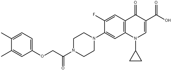 3-Quinolinecarboxylic acid, 1-cyclopropyl-7-[4-[2-(3,4-diMethylphenoxy)acetyl]-1-piperazinyl]-6-fluoro-1,4-dihydro-4-oxo- Struktur